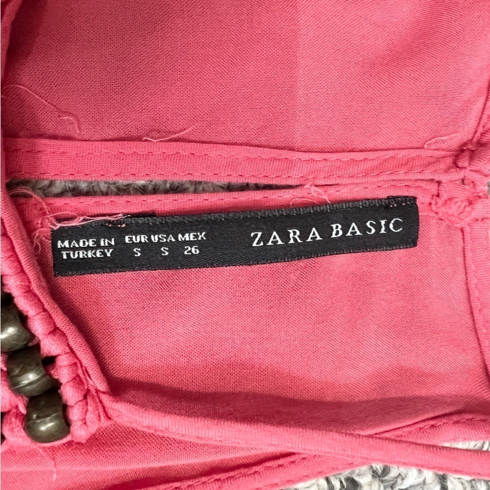 Zara beaded fringed watermelon pink midi maxi dress S - Picture 9 of 11